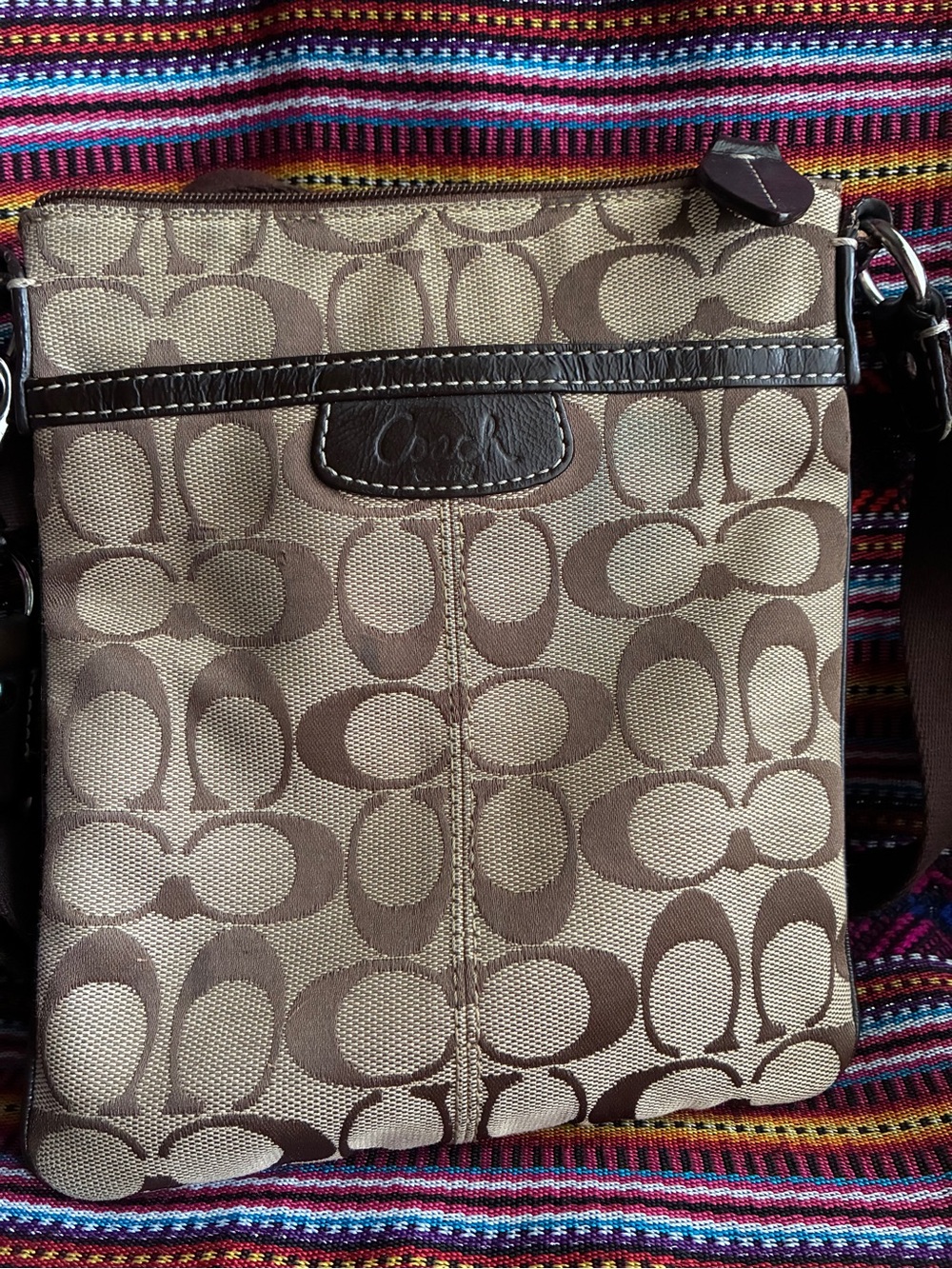 Coach Brown Signature Crossbody Messenger Bag